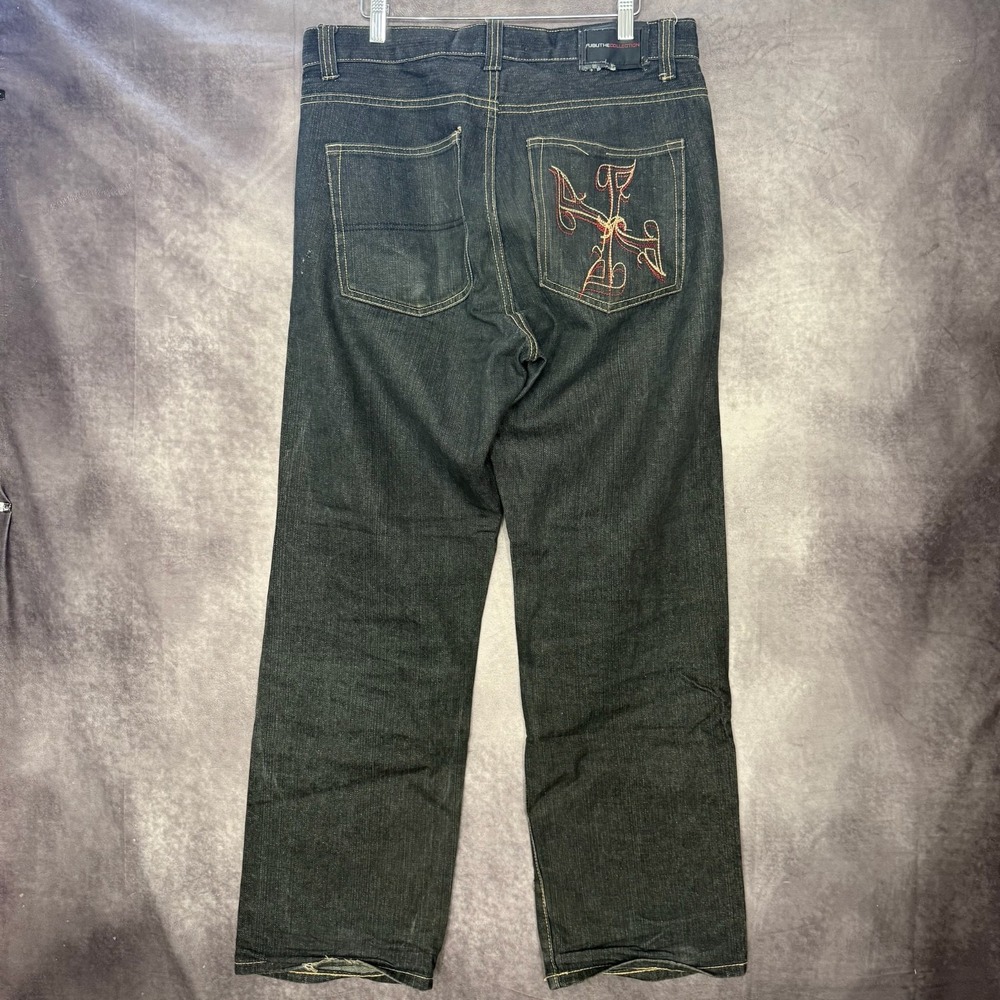 Vintage Y2K Fubu The Collection Baggy Wide Leg‎ Skater Jeans Men Size 34x32